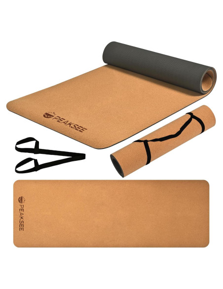 Alfombrilla de Yoga de Corcho Peaksee Antideslizante 182x61cm
