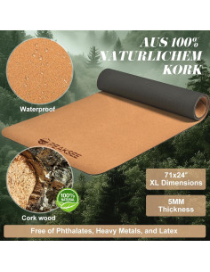 Alfombrilla de Yoga de Corcho Peaksee Antideslizante 182x61cm 2