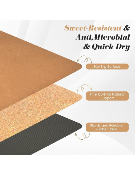 Alfombrilla de Yoga de Corcho Peaksee Antideslizante 182x61cm