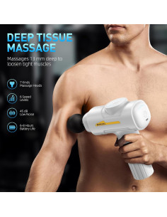 Pistola de Masaje SORUDEL con 7 Cabezas y 6 Velocidades - Blanco 2