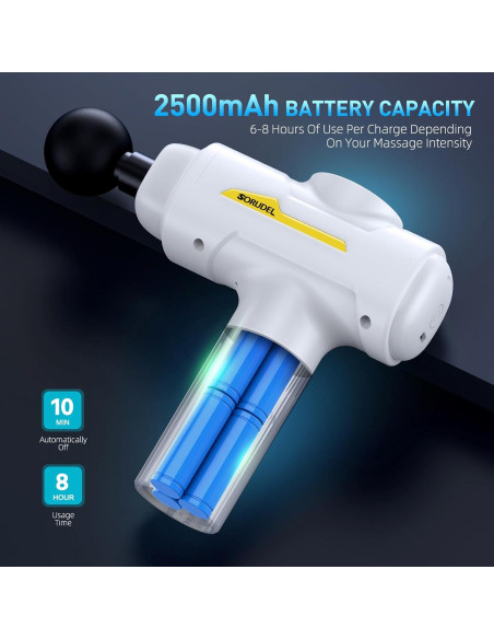 Pistola de Masaje SORUDEL con 7 Cabezas y 6 Velocidades - Blanco