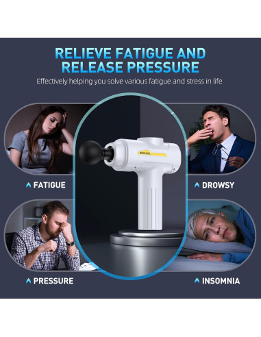 Pistola de Masaje SORUDEL con 7 Cabezas y 6 Velocidades - Blanco