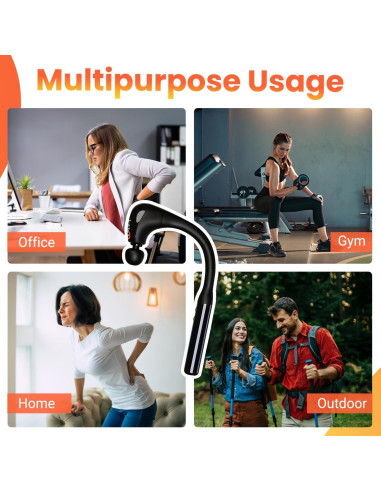 Pistola de Masaje Jonsoo 10MM con Mango Extensible y 4 Cabezas