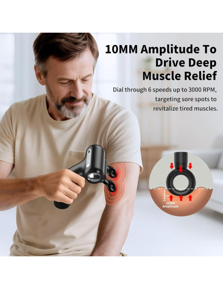 Pistola de Masaje de Percusión LC-HZLJ PH-M502 12 Cabezas 6 Velocidades