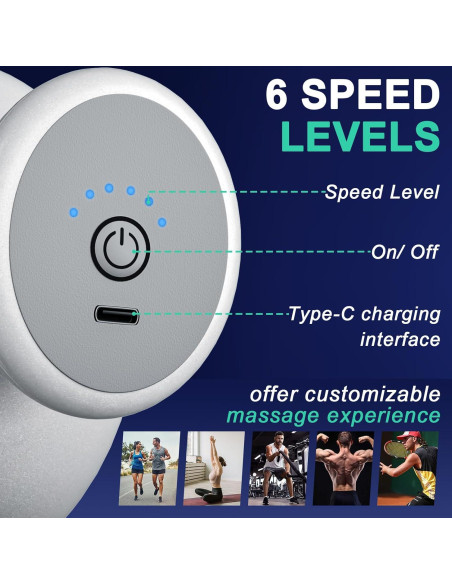 Pistola de Masaje DEITY L4 Portátil 4 Cabezas 6 Velocidades