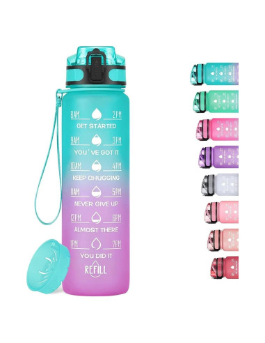 Botella de Agua PUPZY 1.57L con Marcador de Tiempo Libre de BPA