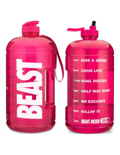 Jarra de Agua Hydra Cup Rosa 3.78L Motivacional con Pajilla