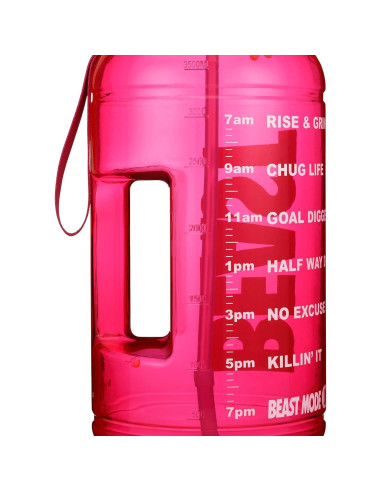 Jarra de Agua Hydra Cup Rosa 3.78L Motivacional con Pajilla