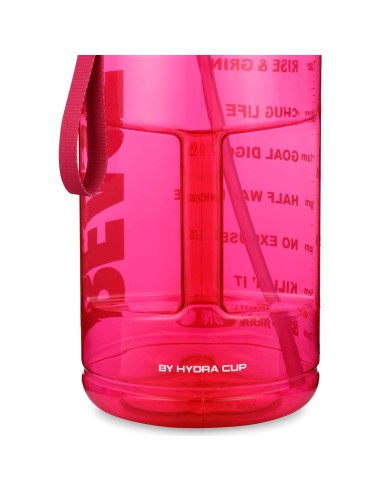 Jarra de Agua Hydra Cup Rosa 3.78L Motivacional con Pajilla