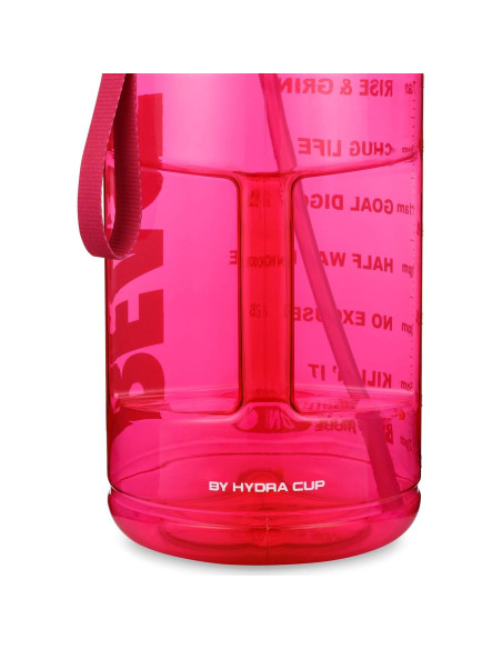 Jarra de Agua Hydra Cup Rosa 3.78L Motivacional con Pajilla