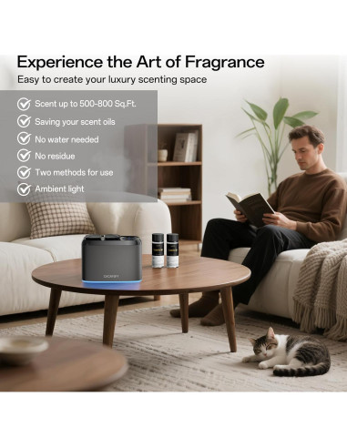 Difusor de Aroma Inteligente CACAFSFY - Sin Agua, 2 Aceites 50ml