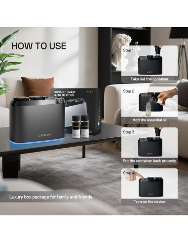 Difusor de Aroma Inteligente CACAFSFY - Sin Agua, 2 Aceites 50ml