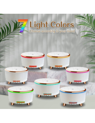 Difusor de Aceite Esencial Roonbo 500ml con 7 Luces y 3 Modos