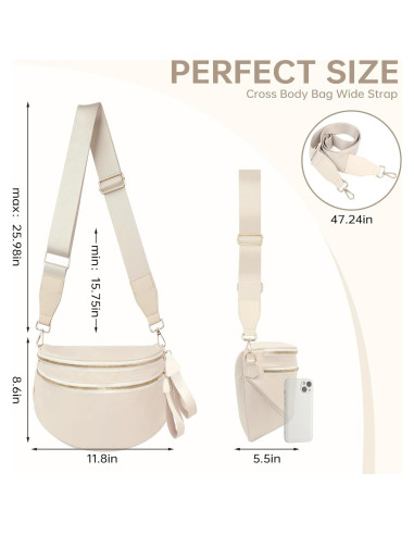 Bolso Cruzado de Nylon Beige para Mujeres 32.5x14.2x22.4cm