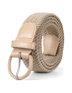 Cinturón Elástico Trenzado JASGOOD Beige para Mujeres 3.4 cm