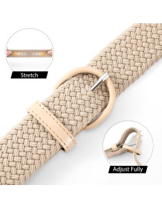 Cinturón Elástico Trenzado JASGOOD Beige para Mujeres 3.4 cm 2