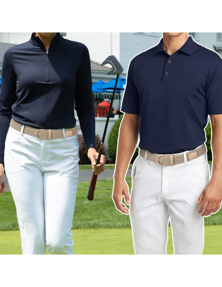 Cinturón Elástico Trenzado JASGOOD Beige para Mujeres 3.4 cm