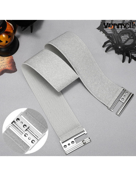 Cinturón Elástico Ancho VONMELLI para Mujeres - Ajustable Plata