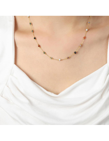 Collar Choker de Perlas Coloridas IVY TAILI Oro 18k 45cm