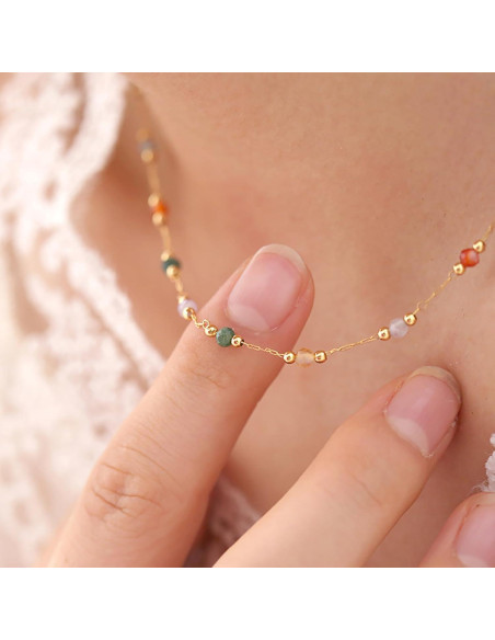 Collar Choker de Perlas Coloridas IVY TAILI Oro 18k 45cm