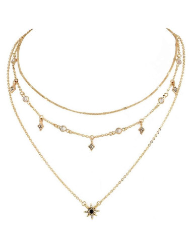 Collar Dainty Gold Choker Doble Capa DoubleNine con Cristal