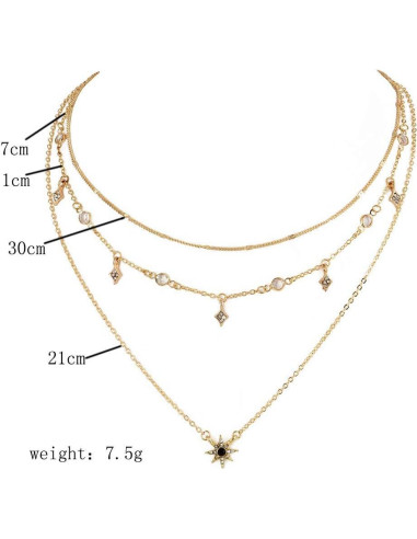 Collar Dainty Gold Choker Doble Capa DoubleNine con Cristal