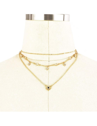 Collar Dainty Gold Choker Doble Capa DoubleNine con Cristal