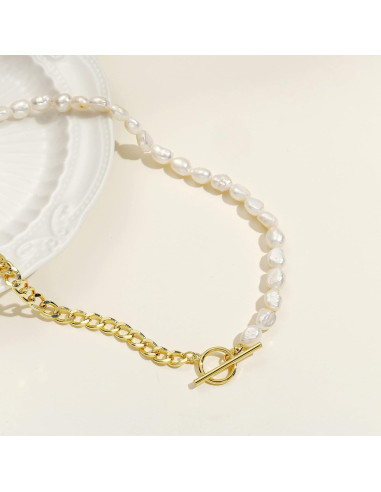 Collar de Cadena Dainty de Oro 18K CAROVO con Perla y Moneda