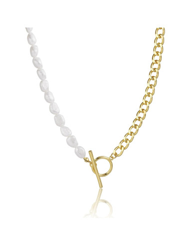 Collar de Cadena Dainty de Oro 18K CAROVO con Perla y Moneda