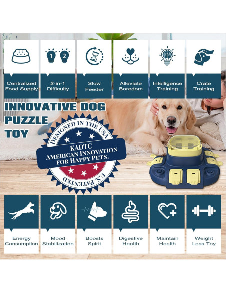 Juguete de Rompecabezas para Perros KADTC 2 en 1 Alimentador Lento