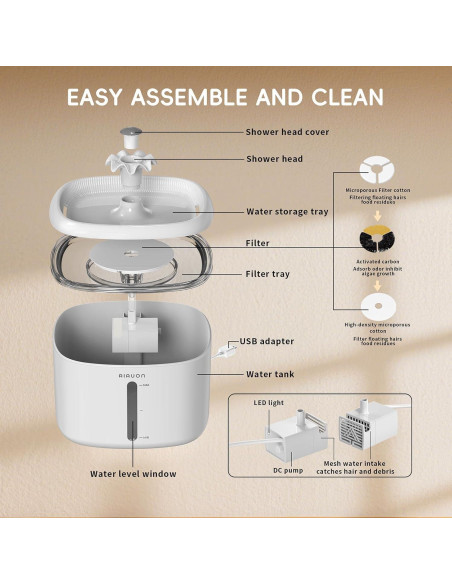 Fuente de Agua Automática para Gatos AIAUON W01 Pro 2.5L Fuente de Agua Automática para Gatos AIAUON W01 Pro 2.5L