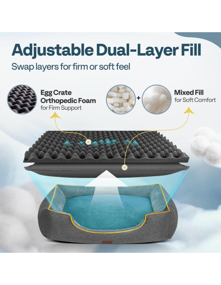 Cama Ortopédica Grande para Perros MellowMates 91x69cm Gris