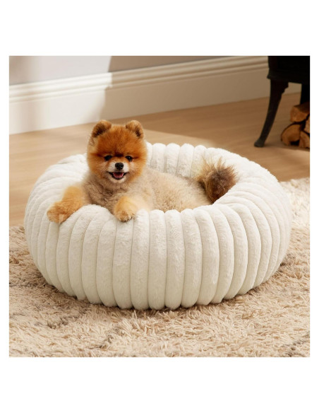 Cama Donut Pequeña Bedsure 58.4 cm Crema Antideslizante Cama Donut Pequeña Bedsure 58.4 cm Crema Antideslizante