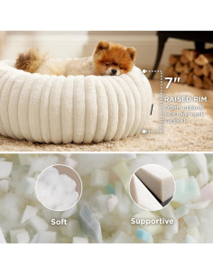 Cama Donut Pequeña Bedsure 58.4 cm Crema Antideslizante 2