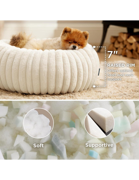 Cama Donut Pequeña Bedsure 58.4 cm Crema Antideslizante Cama Donut Pequeña Bedsure 58.4 cm Crema Antideslizante