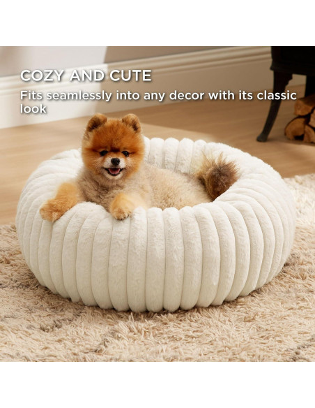 Cama Donut Pequeña Bedsure 58.4 cm Crema Antideslizante Cama Donut Pequeña Bedsure 58.4 cm Crema Antideslizante