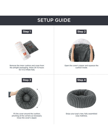 Cama Donut Pequeña Bedsure 58.4 cm Crema Antideslizante