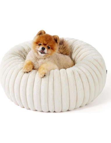 Cama Donut Pequeña Bedsure 58.4 cm Crema Antideslizante