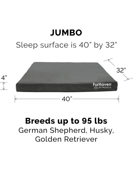 Cama ortopédica Furhaven Jumbo para perros grandes - Gris piedra