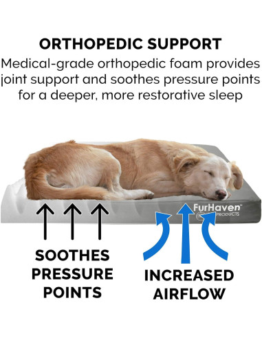 Cama ortopédica Furhaven Jumbo para perros grandes - Gris piedra