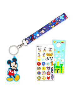 Llavero de silicona 3D Mickey Mouse con correa y pegatinas