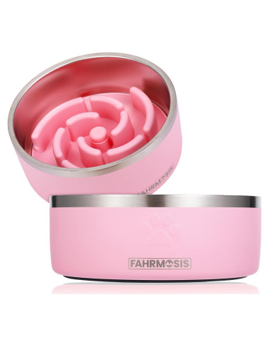 Tazón de Alimentación Lenta para Perros FAHRMOSIS 32 Oz Rosa