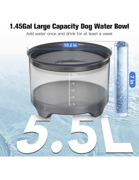 Cuenco de Agua para Perros UPSKY 5.5L Antideslizante