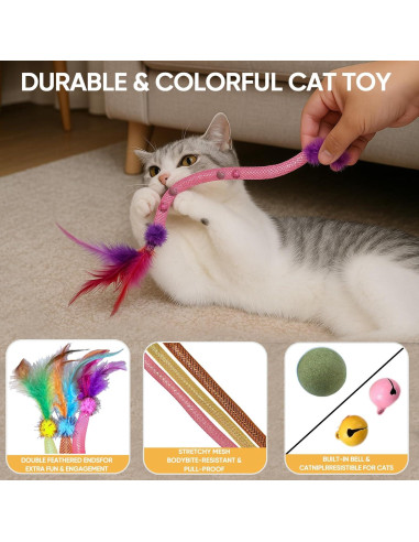 Juguetes para Gatos Coivnl - Paquete de 2 Plumas 50cm