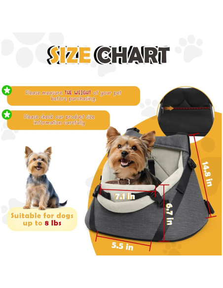 Asiento de Coche para Perros WOYYHO Mediano 36.8x24.9cm