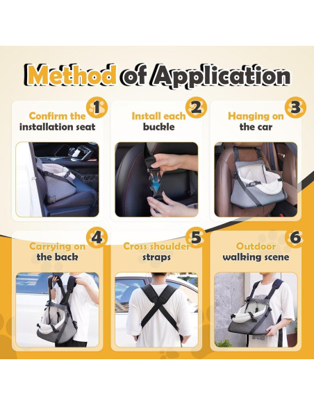 Asiento de Coche para Perros WOYYHO Mediano 36.8x24.9cm