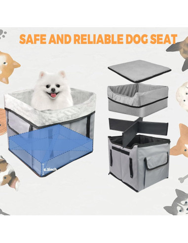 Asiento de Coche para Perros Pequeños Eunice 39 cm Lavable