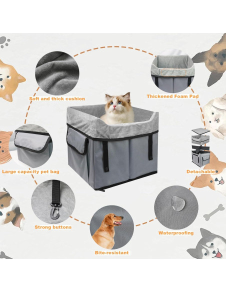 Asiento de Coche para Perros Pequeños Eunice 39 cm Lavable