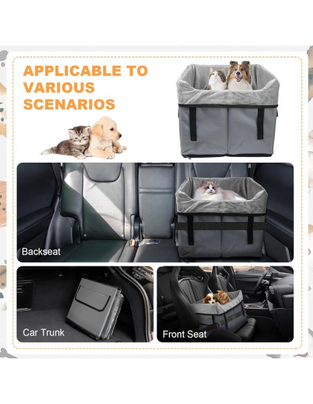 Asiento de Coche para Perros Pequeños Eunice 39 cm Lavable