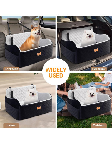 Asiento de Coche para Perro Grande KEELUXE 71x48cm Gris/Negro